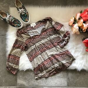 Sabine Paisley Peasant Top Neutral Orange